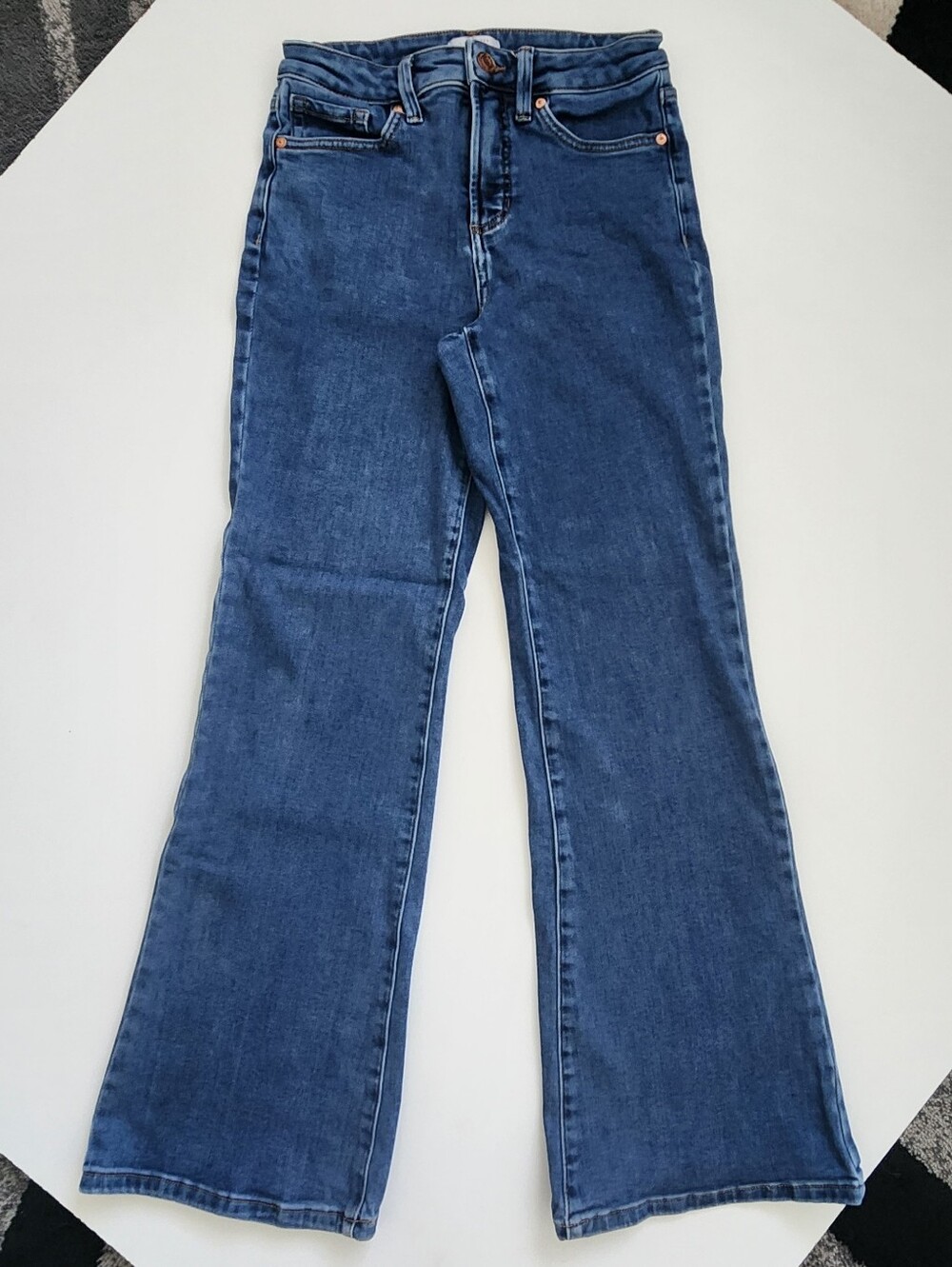 LC Lauren Conrad Super High Rise Flare Jeans Size 4 Blue Denim
